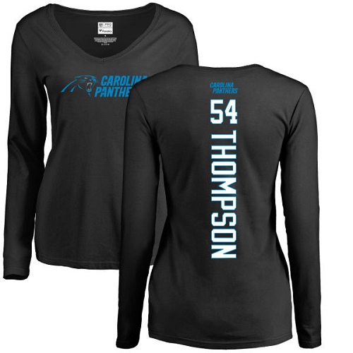 Carolina Panthers Black Women Shaq Thompson Backer Slim Fit NFL Football 54 Long Sleeve T Shirt